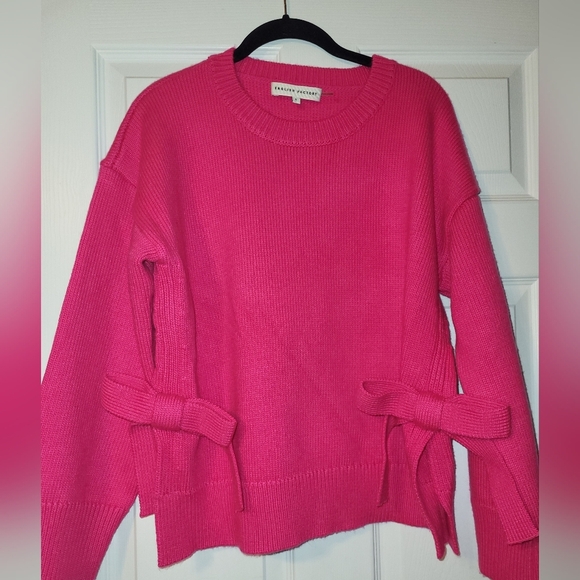 English Factory Pink Bow Sweater with Bow Accents Size Large - Picture 1 of 10